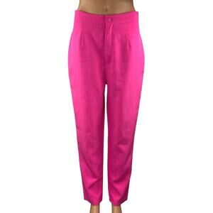 Missguided Women's Pink High Waisted Pleated Tapered Trousers Pants Size 8